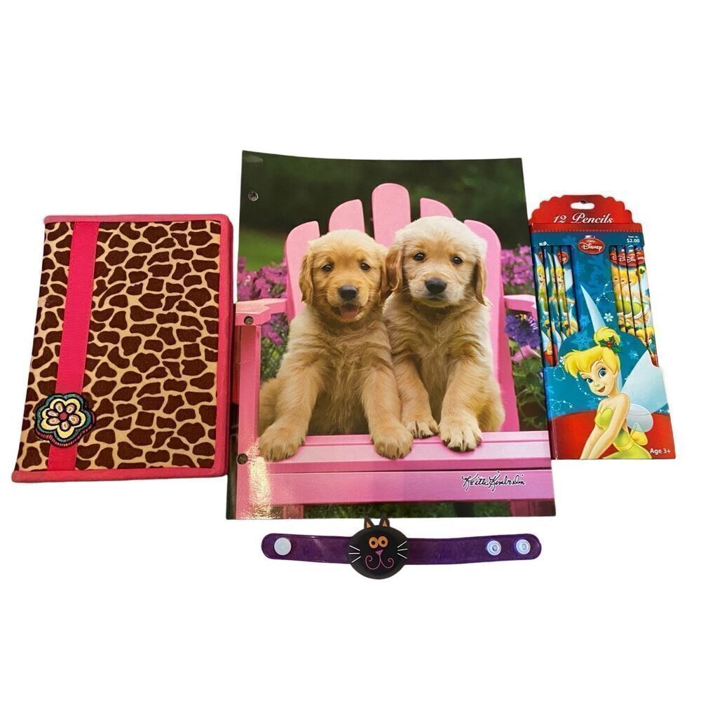 Lot Of 4 School Supplies Folder Journal Pencils Light Up Bracelet